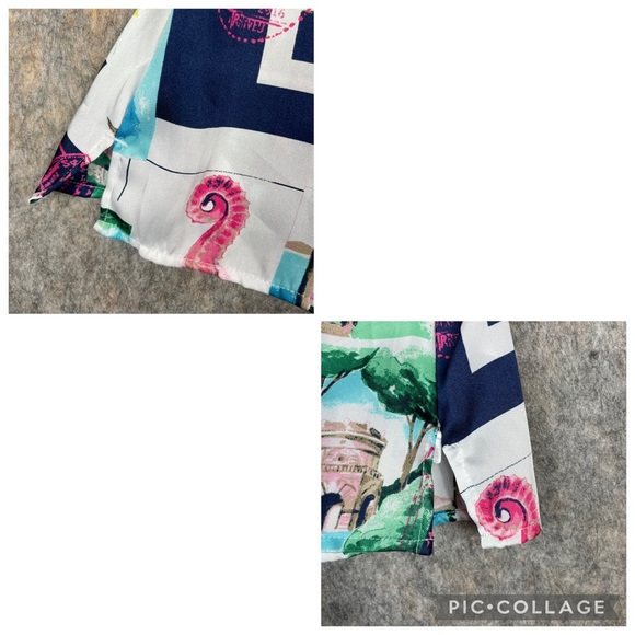 Talbots Postcard-Print Sleeveless Whimsical Fun Colorful Tank Top Shell - Sz XS - Picture 13 of 15